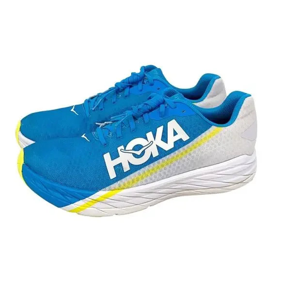 Hoka One One Rocket X Running Shoes Sneakers Blue Yellow Mens Size 12 Women 13 - Picture 1 of 8
